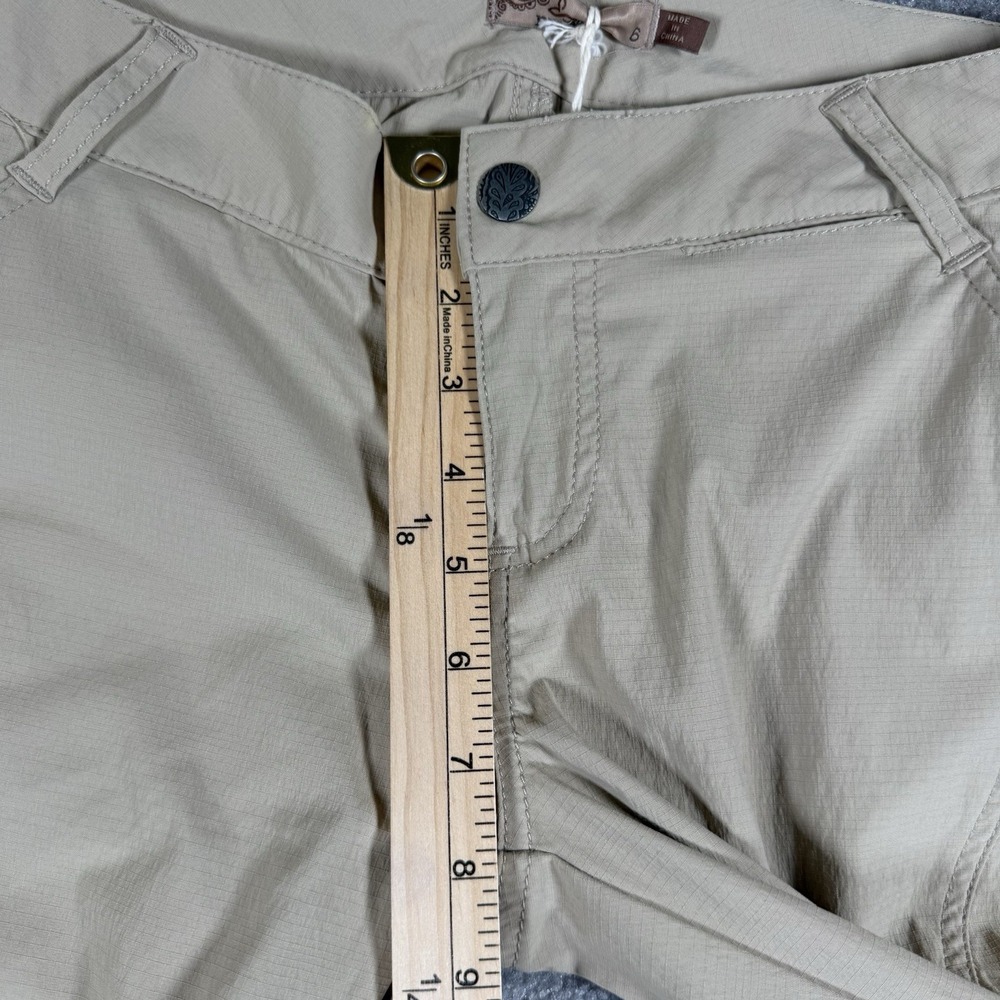 NWT Prana Capris Women's 6 Beige Nylon Zipper Leg Relaxed Low Rise - Picture 5 of 8